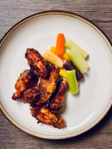 Air Fried Sriracha Agave Wings and Rainbow Carrots-01